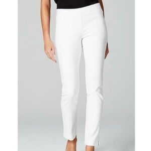 NWT J.Jill essential cotton stretch pull-on pants zip pockets 6 white